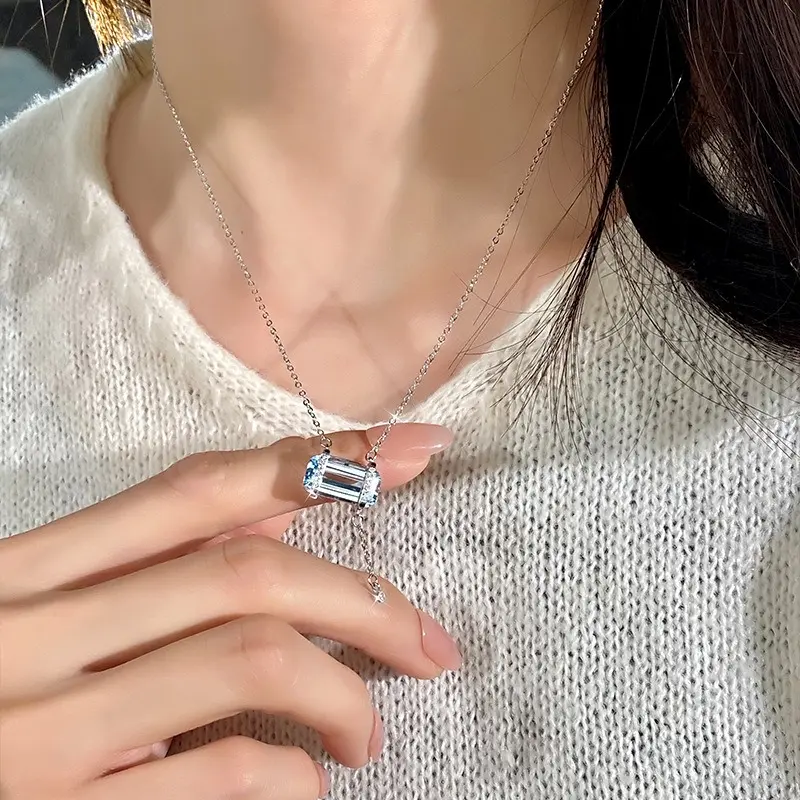 Pure Silver Crystal-Collar Chain Necklace, Fashion Costume Jewelry Accessory