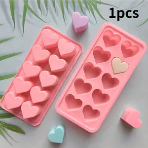 Heart-Shaped Silicone Tray Mold, Perfect for Beverage Chocolate Candy Making, Durable & Flexible Design, Ideal Kitchen Tool