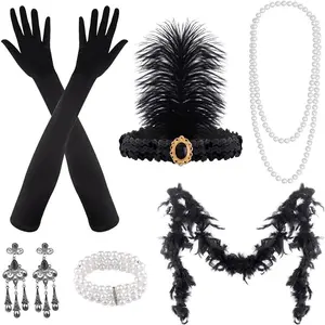 1920s Great Gatsby Accessories Set for Women Flapper Headpiece Headband, gift