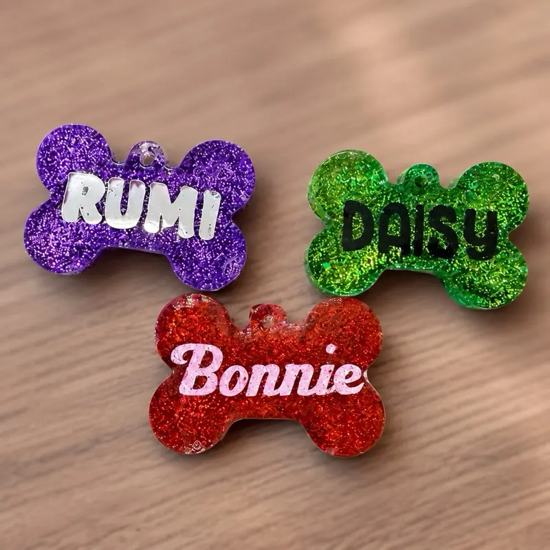 Epoxy Pet Tags, Custom Engraved Durable Identification Tags for Dogs & Cats