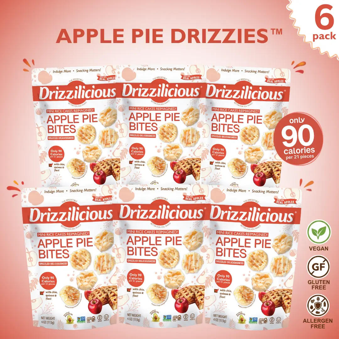 NEW! 6 Pack Drizzilicious Apple Pie Mini Rice Cakes  - 4oz Bags