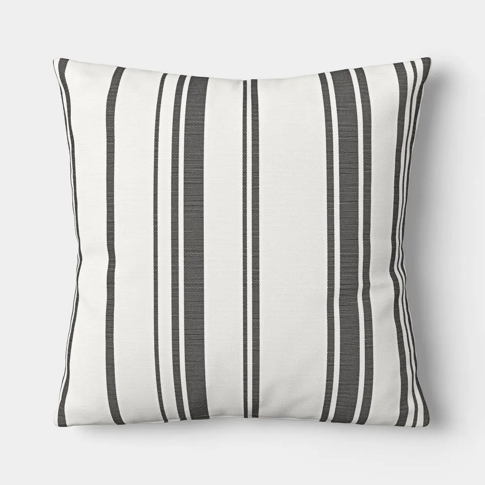 18"x18" Woven Striped Pillow Black/Ivory - Threshold