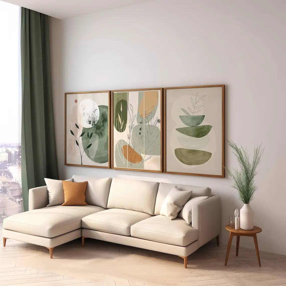 Botanical Plant Poster Set, Floral Wall Decor, Earthy Boho Posters, Minimalist Nature Prints, Set of Three Wall Posters