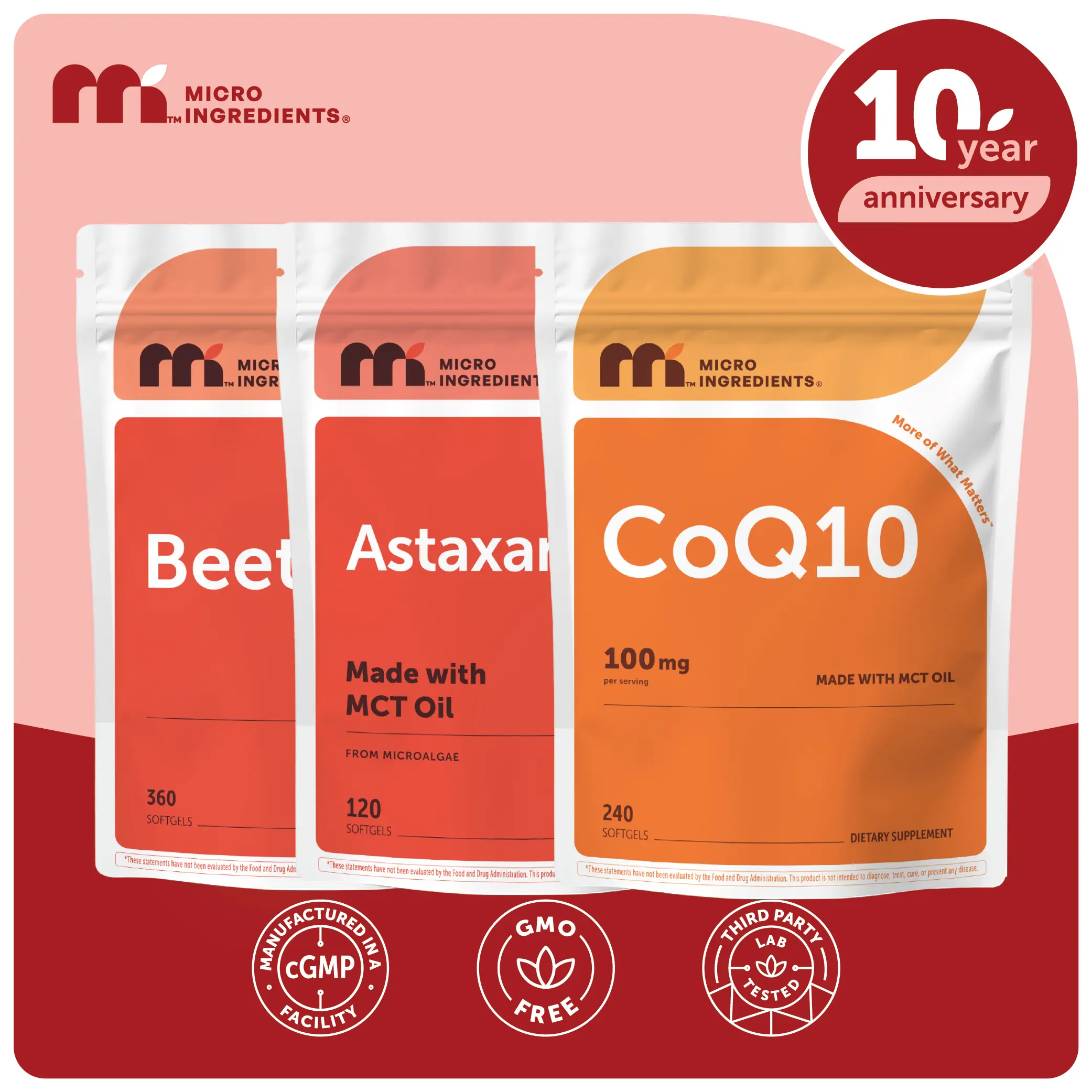 Garren's Heart and Hustle Bundle: Beet Root Softgels, Astaxanthin 12mg Softgels, CoQ10 100mg Softgels