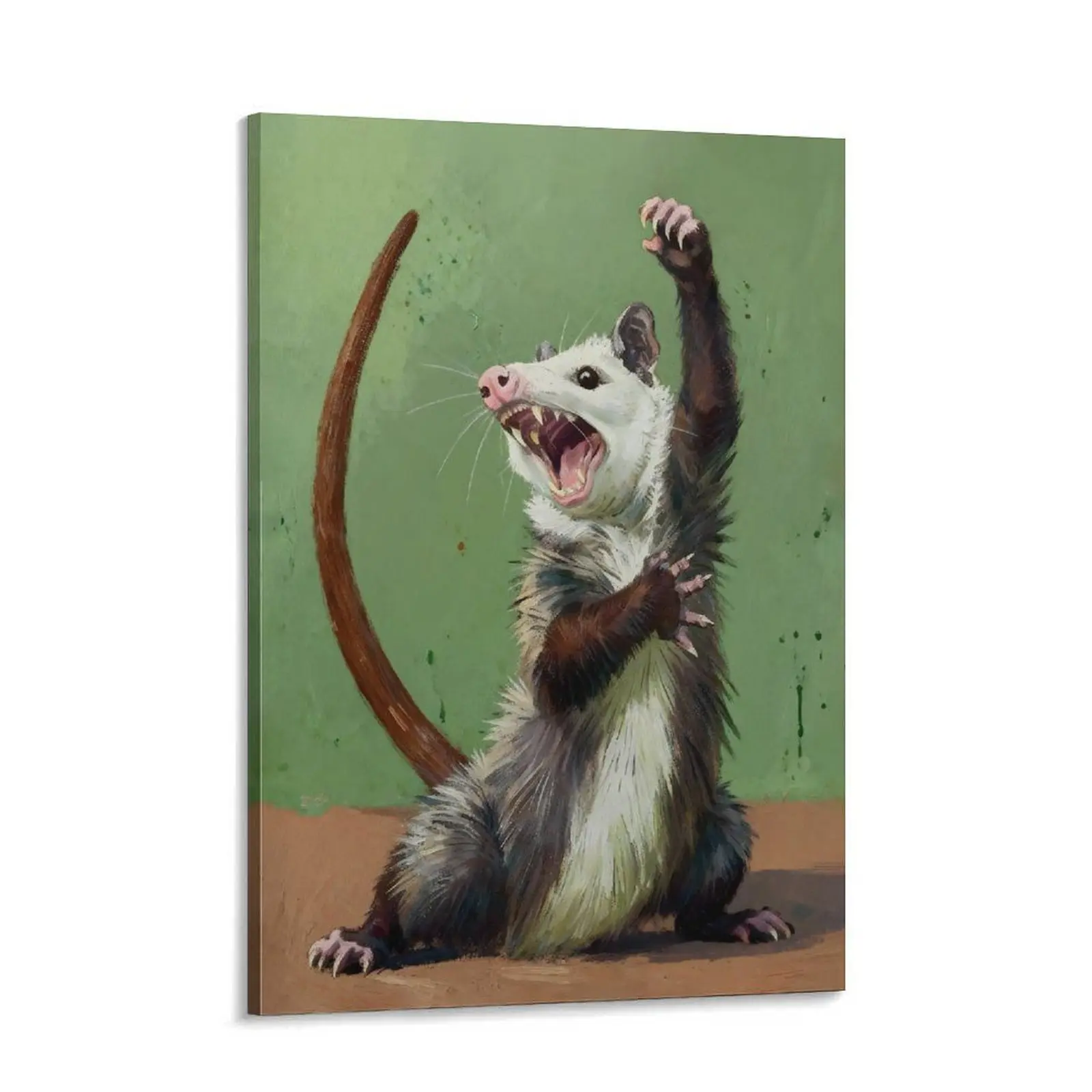 Opossum Funny Poster Canvas Wall Art,Screaming Opossum Poster, Quirky Wall Decor, Opossum Humor Artwork for Animal Lovers, Funny Gift Idea for Home quirky wall decor opossum humor artwork tiktok funny poster 24x  36 unique art decor posters  room home dec