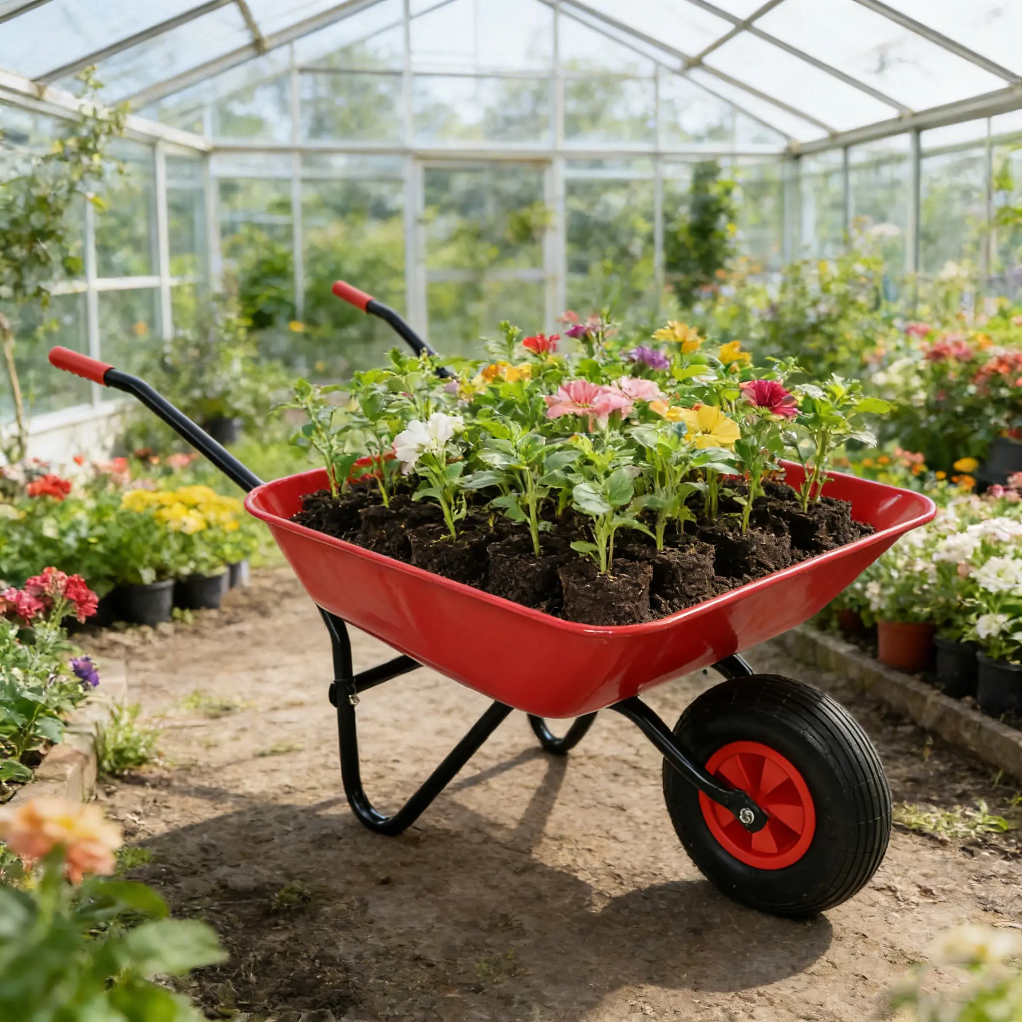 Steel TRAY wheel barrow trolley for red garden 12 inch pneumatic wheel