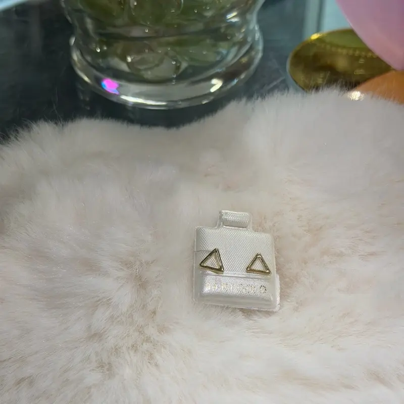 14K Gold Minimal Triangle Stud Earrings