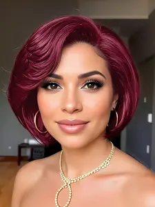 Pixie Cut 13x4 Lace Front Wig, Short Straight Bob, 8 Inch 150% Density, Natural Human Hair, Real Human Hair, Elegant Style, Holiday Party, Casual Wear, Glueless Frontal Wig, Glueless Hd Wigs, Natural Looking Wig