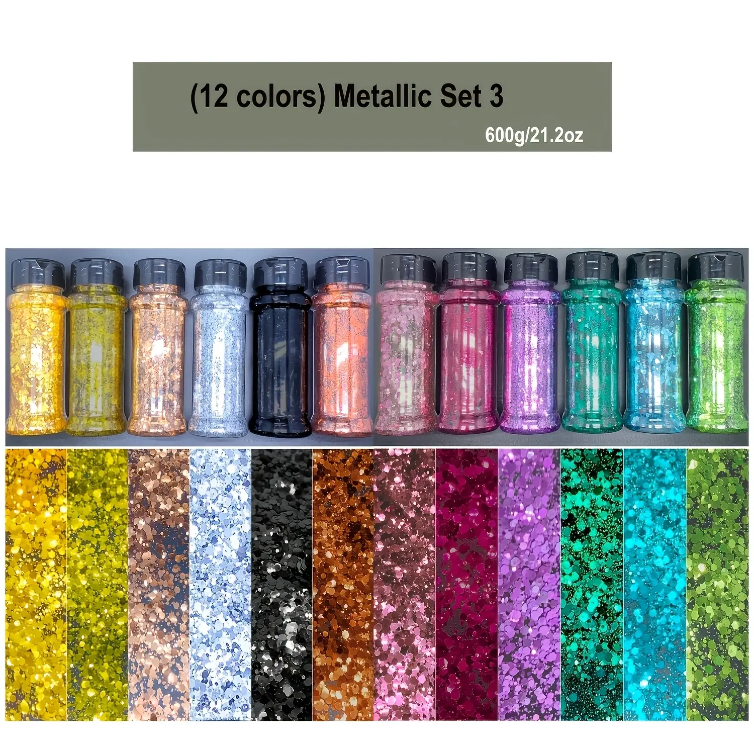 12Colors Chunky Hexagon Craft Glitter Set, 3 Sets Available, Decorative Glitter Flakes for Nail Art, Resin DIY, Halloween Crafts, Party Decorations & Creative Projects