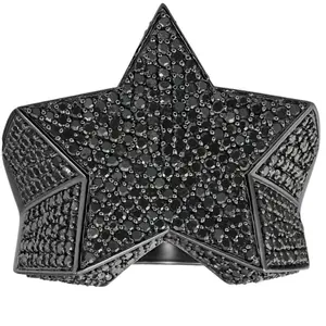 2Ct Black Diamond Star Men's Ring 10k Black Gold