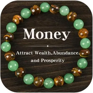 Money Bracelet for Women, Jade Fortune and Luck Bracelet, Feng Shui Crystal Tiger Eye Stone Bracelet, Spiritual Companion Birthday Jewelry Gift, Holiday Gift for Friends, Girlfriends, and Wives