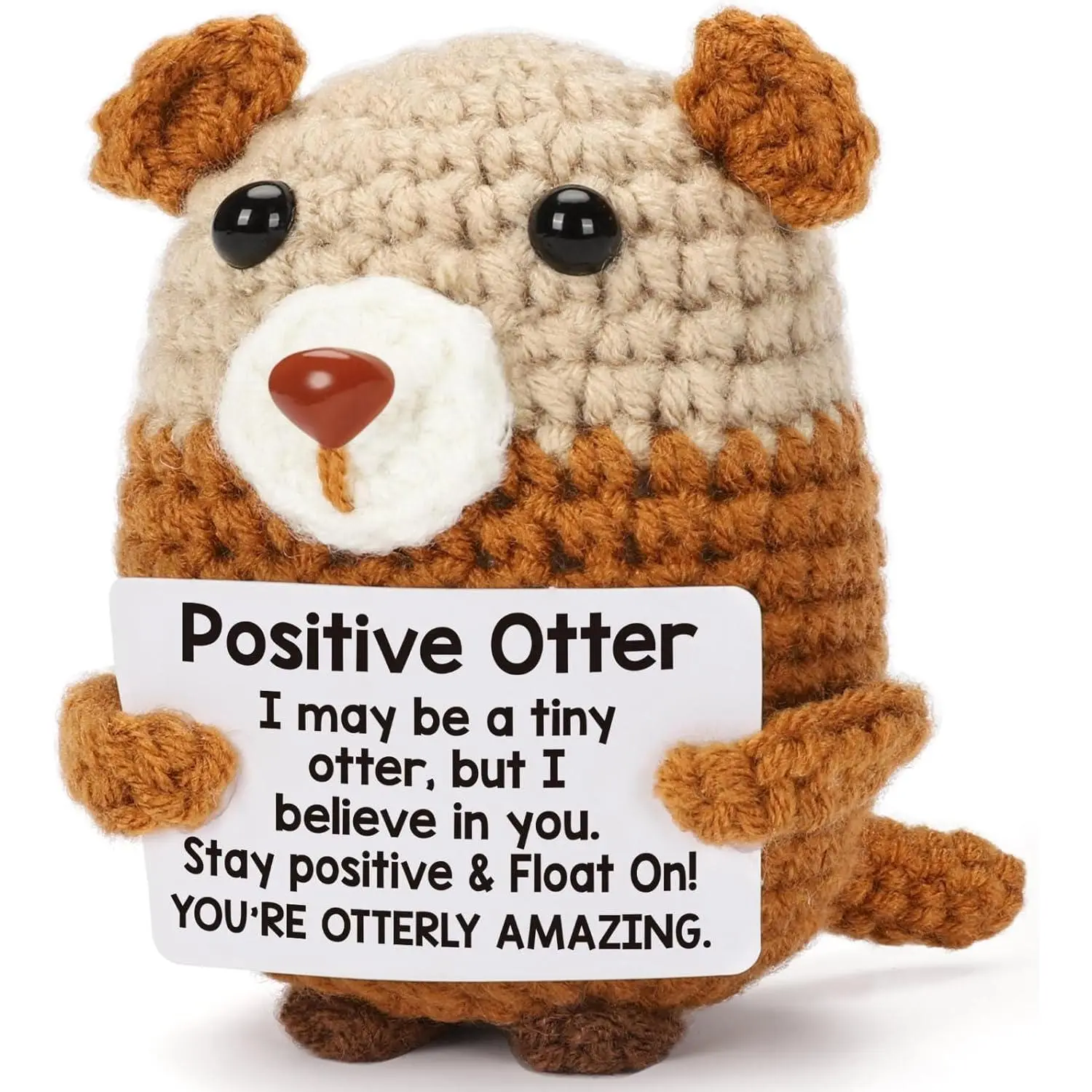 Handmade Positive Otter Figure, Small Crochet Fabric Decoration, Emotional Support Gift for a Friend - Unisex Builtfit Trophy, Emotional Gifts