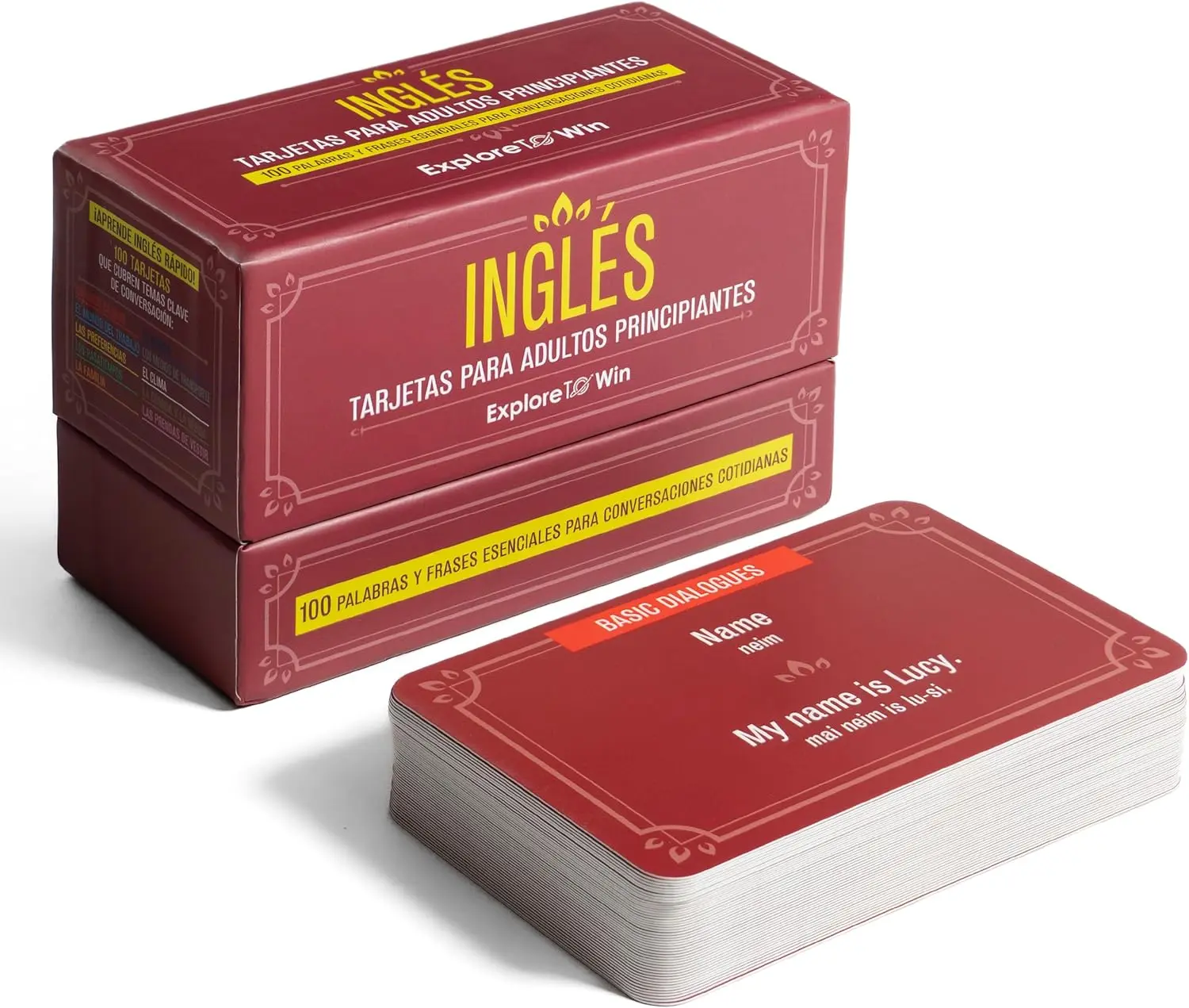 Aprender inglés para adultos principiantes 100 Flashcards Físicas + Audios + eBook | Habla Inglés Rápido en 30 Días