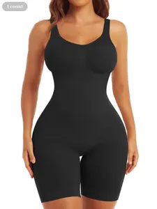 Shorts Bodysuit for Women Black Tummy Control, Body Sculpting Compression, Minimalist Shapewear Seamless Sexy Butt Lifting Workout Bodycon One Piece Short Jumpsuit