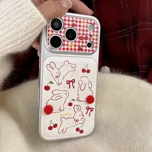 Cute Bunny Bow Phone Case Protector for Apple iPhone 17 Pro Max, iPhone 16 Pro Max, iPhone 15 Pro Max, Creative Fashionable Mobile Cover Casing