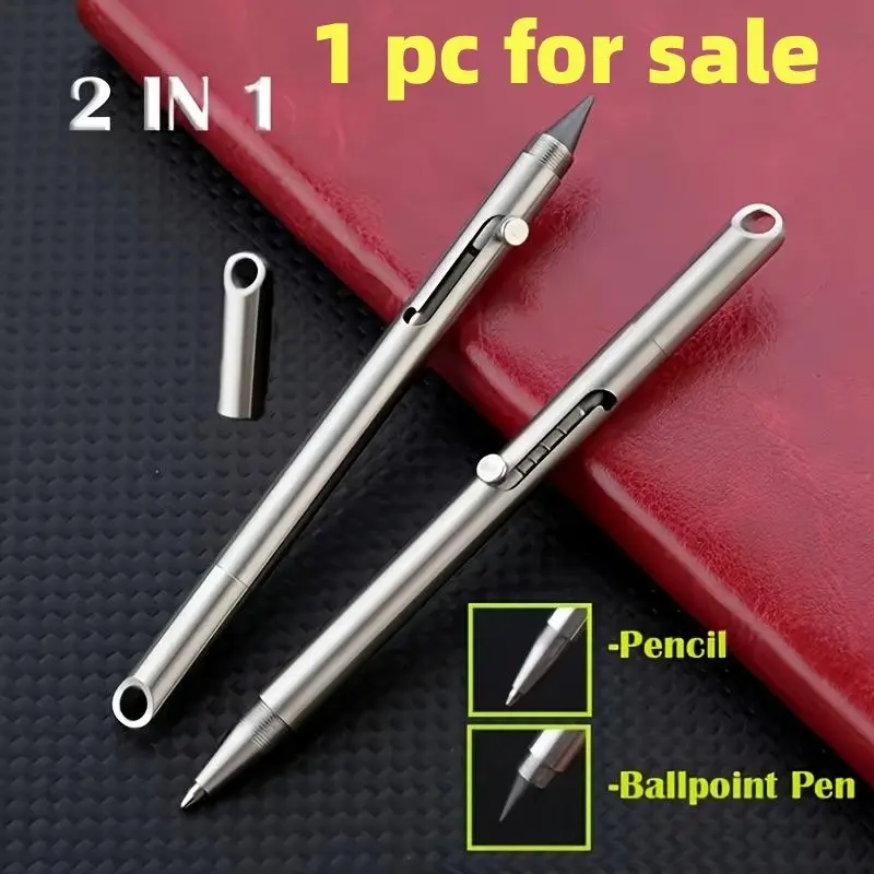 Durable Stainless Steel Push-Pull Pen, Metal Signature Pen, No Sharpening Pencil, Keychain, Portable Travel Pocket Pen, Gift Pen, Writing Pens, Stationery Writing Tools, Unique Pens, Gift Ready