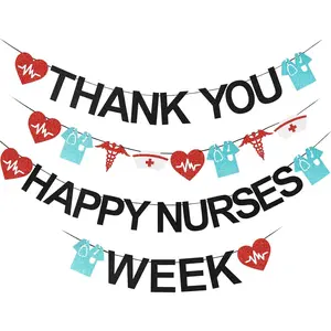 Happy Thank You Nurses Week Appreciation Banner for Medical Doctor Nursing, Suitable for Home Office School Hospital Decor