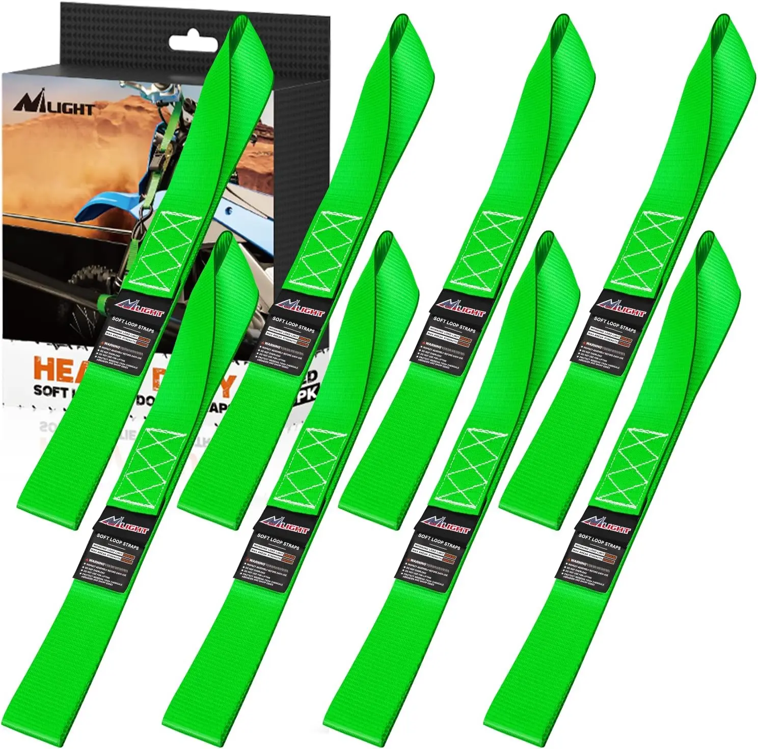 Nilight Heavy-Duty Motorcycle Soft Loop Straps, 1.7 inch×17in Diamond Stitching Polyester Blend, 12000lb Max Break Strength, 8-Pack Loops, Paint Safe, Long-Lasting (Pairs with Ratchet Straps for ATV/UTV Securing), Dirtbike