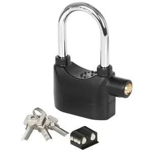 Outdoor Stainless Steel U Shape Alarm Lock Fully Assembled with 3 Keys, High Security Garage Shed Fence Storage Unit, Bicycle Lock