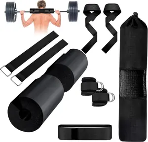 Gym Barbell Pad Set for Women - 9 Pcs Pad with 2 Gym Ankle Straps, 2 Squat Bar Pads & 2 Resistance Bands for Hip Thrust & Workout Essentials Gym Accessories Home Gym Kit Fitness Equipment Exercise Equipment Gym Belt