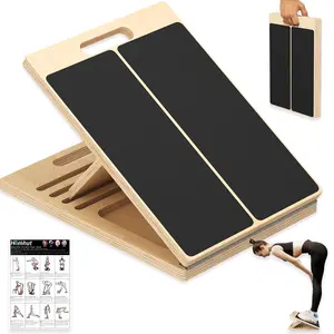 Adjustable Wooden Incline Slant Board Calf Stretcher for Squats Heel Ankle Knee Stretching Yoga Curve Chair Training Equipment Premium Hardwood
