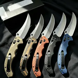 The 865 Textured-Handle Folding Knife features a quick-release button lock, making it ideal for everyday carry (EDC), camping, and outdoor activities.