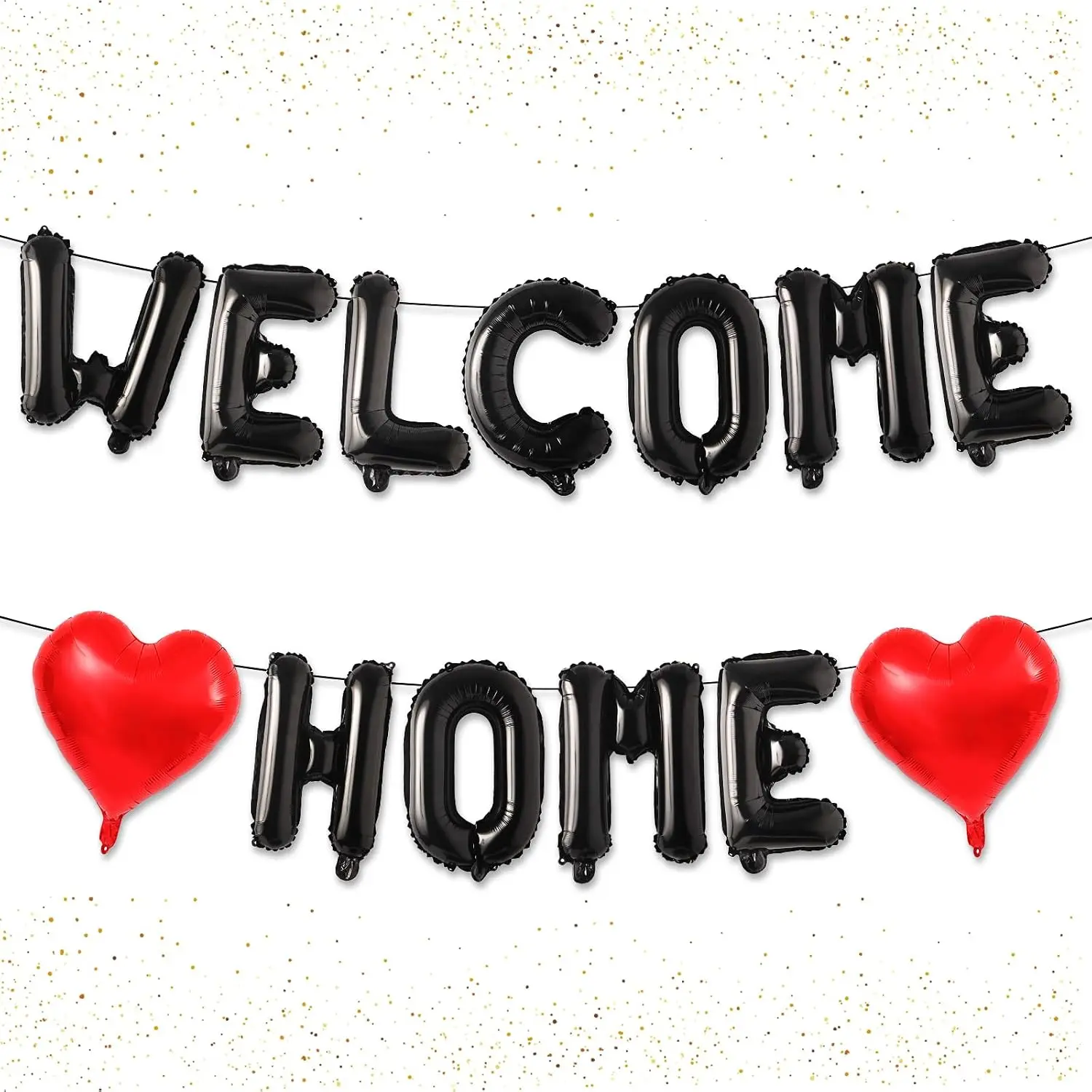 Aluminium Welcome Home Balloon Banner, Black Festive Decor for Homecoming Party Supplies