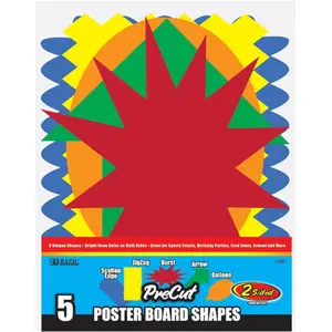 212 MAIN Pre-Cut Fluorescent Poster Board Shapes with Scallop Edge, 48-Count Case, Office School & Classroom Supplies for Balloon Decor & Art Projects