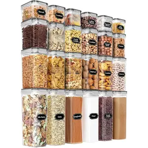 New Deal - Airtight Food Storage Containers Set with Lids - 24 PCS, BPA Free Kitchen and Pantry Organization, Plastic Leak-proof Canisters for Cereal Flour & Sugar - Labels & Marker(Grey0