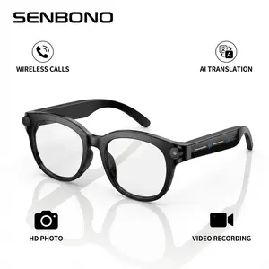 SENBONO HD Smart Glasses Camera, Video Recording & Translation, Wireless Calling, Music Playback, Voice Assistant, Portable Sports Eyewear, Mobile, Wearable