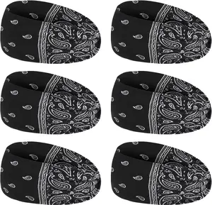 6count Headbands Paisley Bandanas Head Bands Sweat Band Hair Wrap Headwrap Fashion Boho Wide Thick Workout Yoga Elastic Headbands Mens Cooling Running Sports Headband Sweatbands for Women and Men