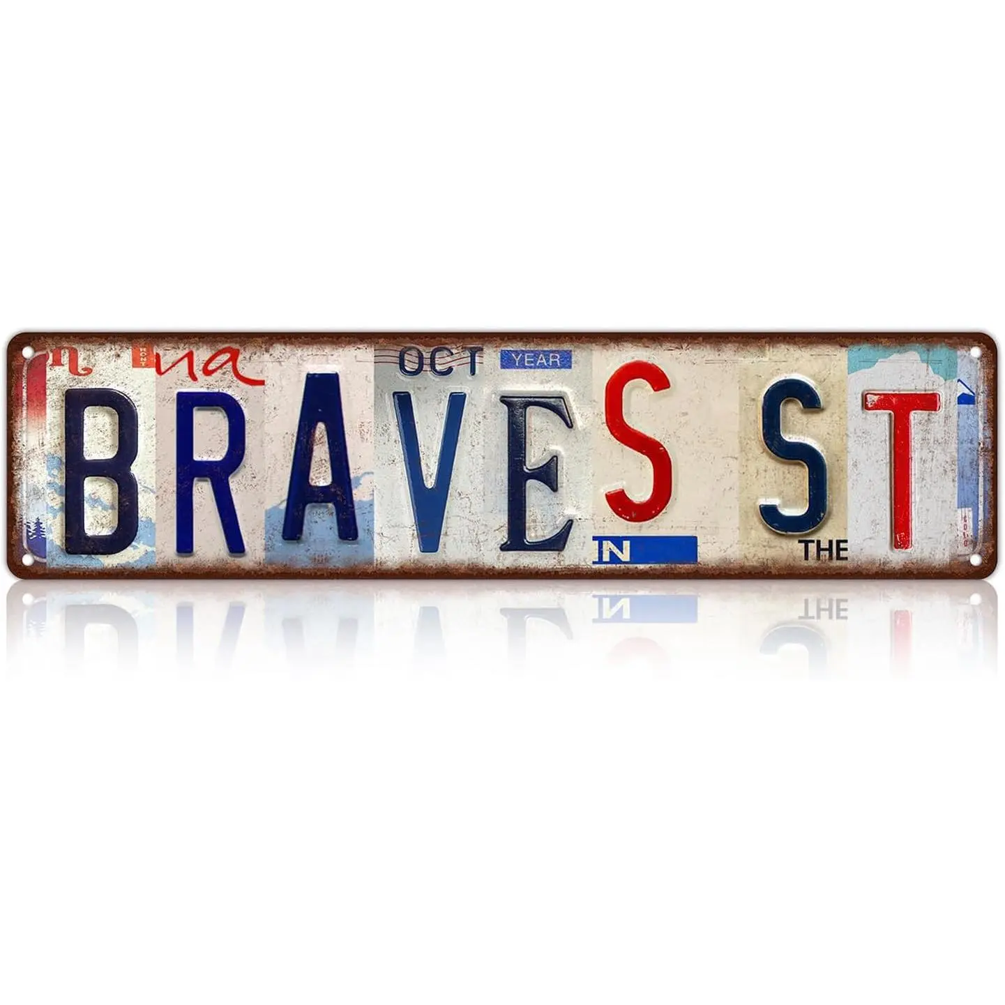 Vintage Braves St Wall Decor Street Signs Home Bar Coffee Metal Tin Signs 16 x 4 Inches