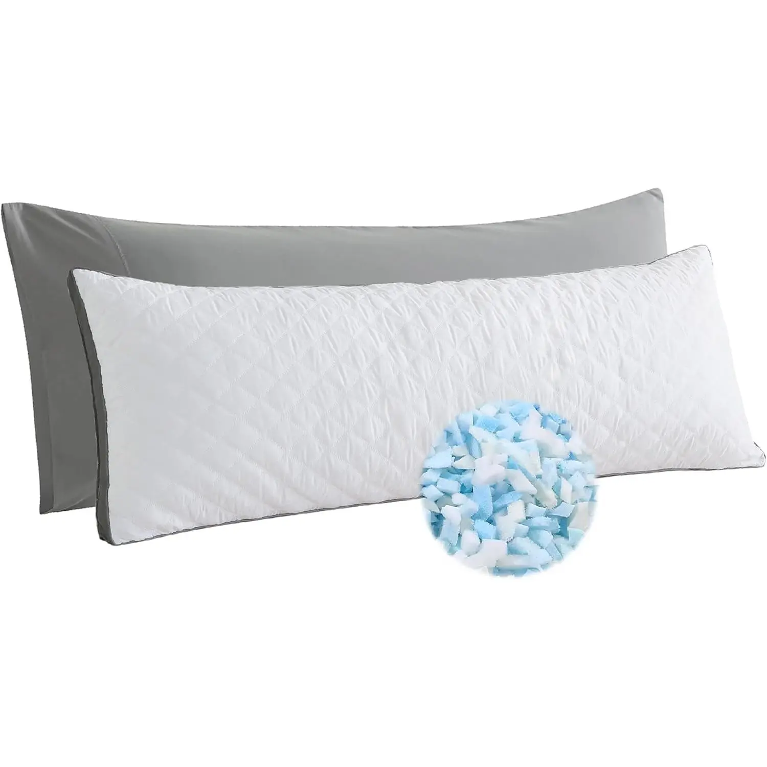Memory Foam Body Pillow with Removable Pillowcase-Fluffy Body Pillows for Adults -Large Long Bed Pillows for Sleeping - 20x54 inch, White