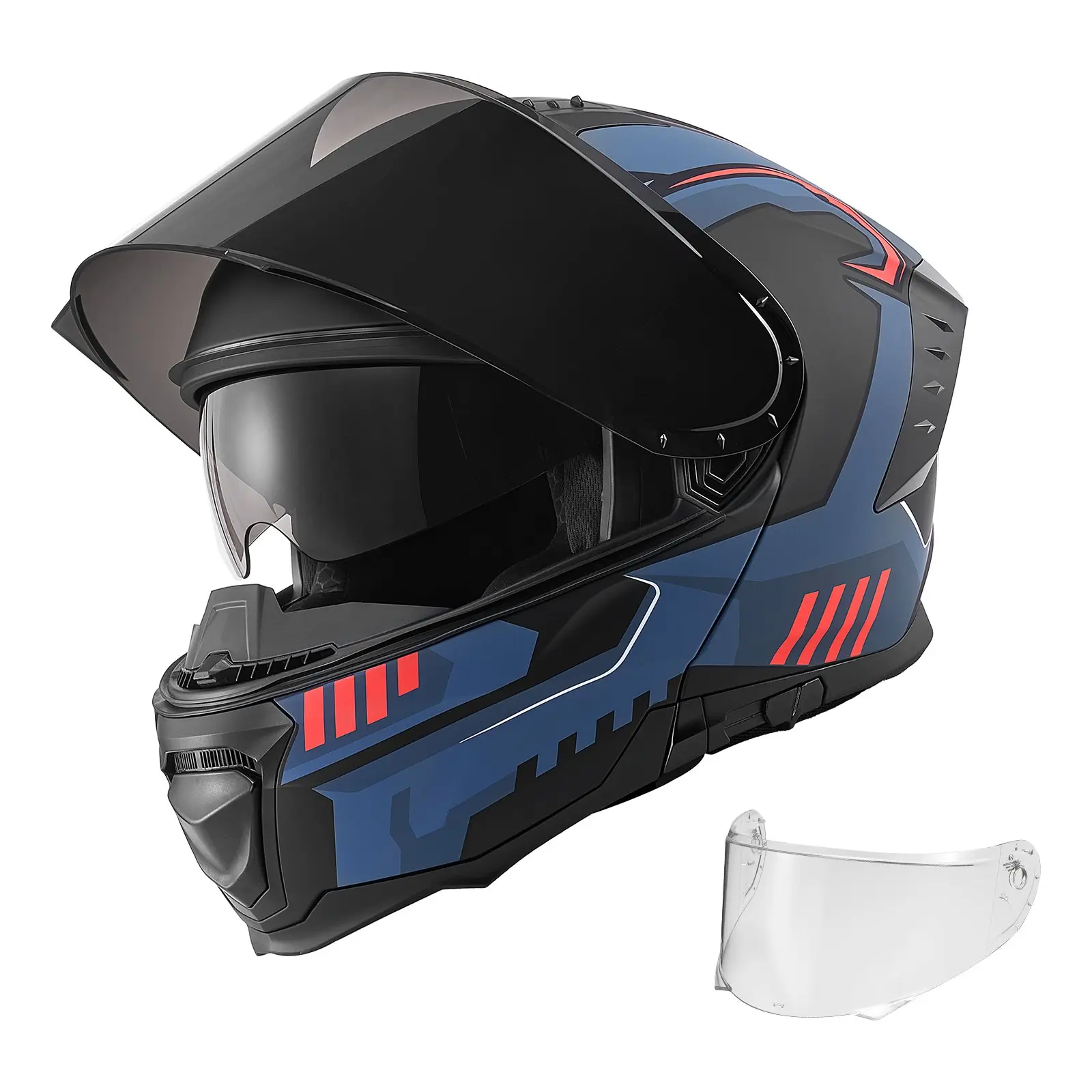 【DealsForYouDays】VEVOR Modular Motorcycle Helmet, Flip up Full Face Helmet with Dual Visor, Lightweight Comfortable Adult Motocross Street Bike Helmet for Men and Women - DOT & ECE Approved (XL Size)