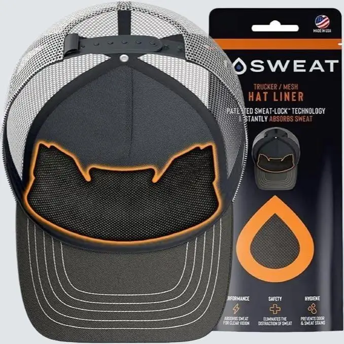 NoSweat Trucker Hat Sweat Liner & Mesh Hat Sweat Guard Bands | Patented (6-Pack)