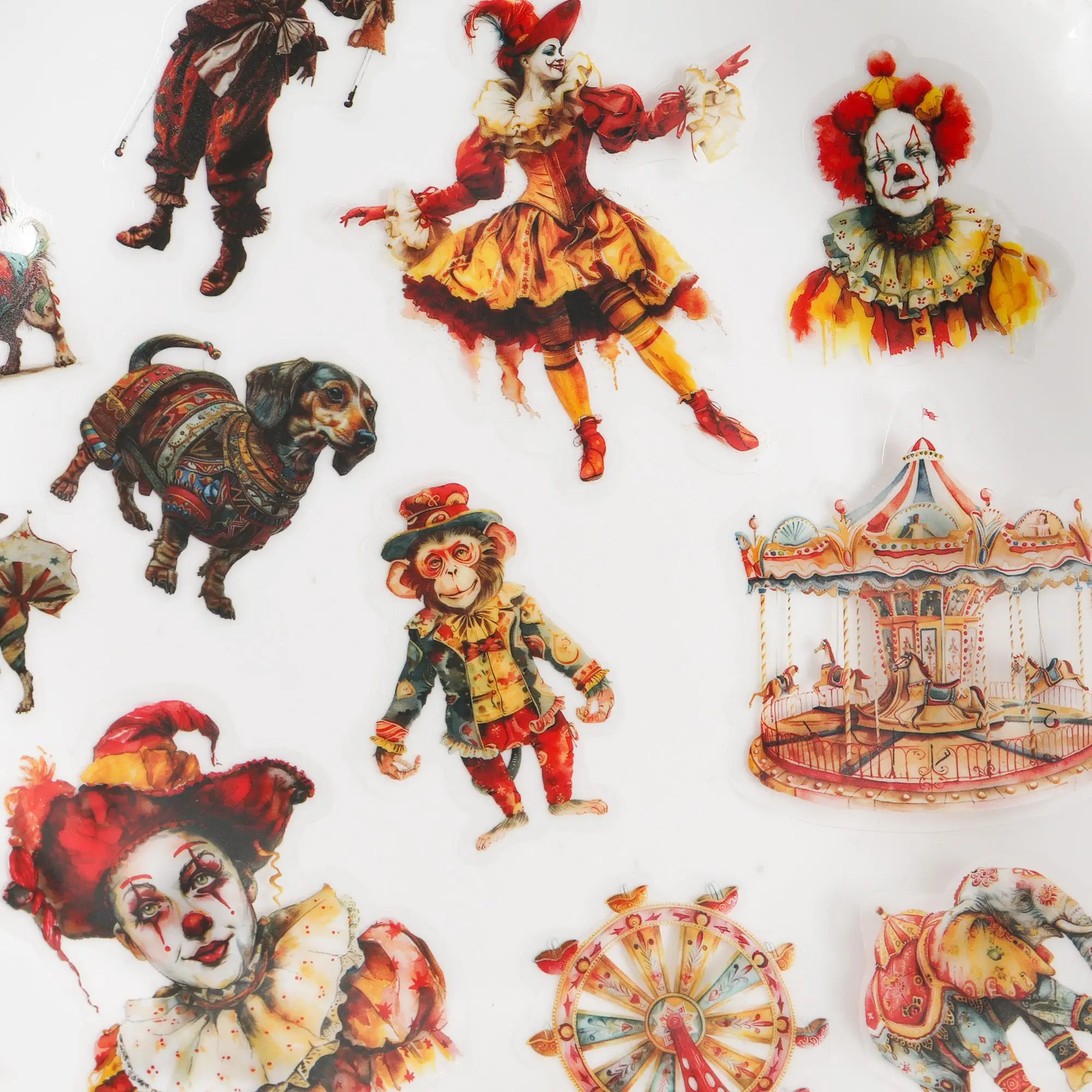 Circus Theme Self-adhesive Aesthetic Scrapbook Sticker Pack, Stickers Kit, 56/68pcs/set DIY Decor Sticker, Funny Stickers, Scrapbooking Supplies, Junk Journals, Crafting, Collage Decoration, Art Stickers