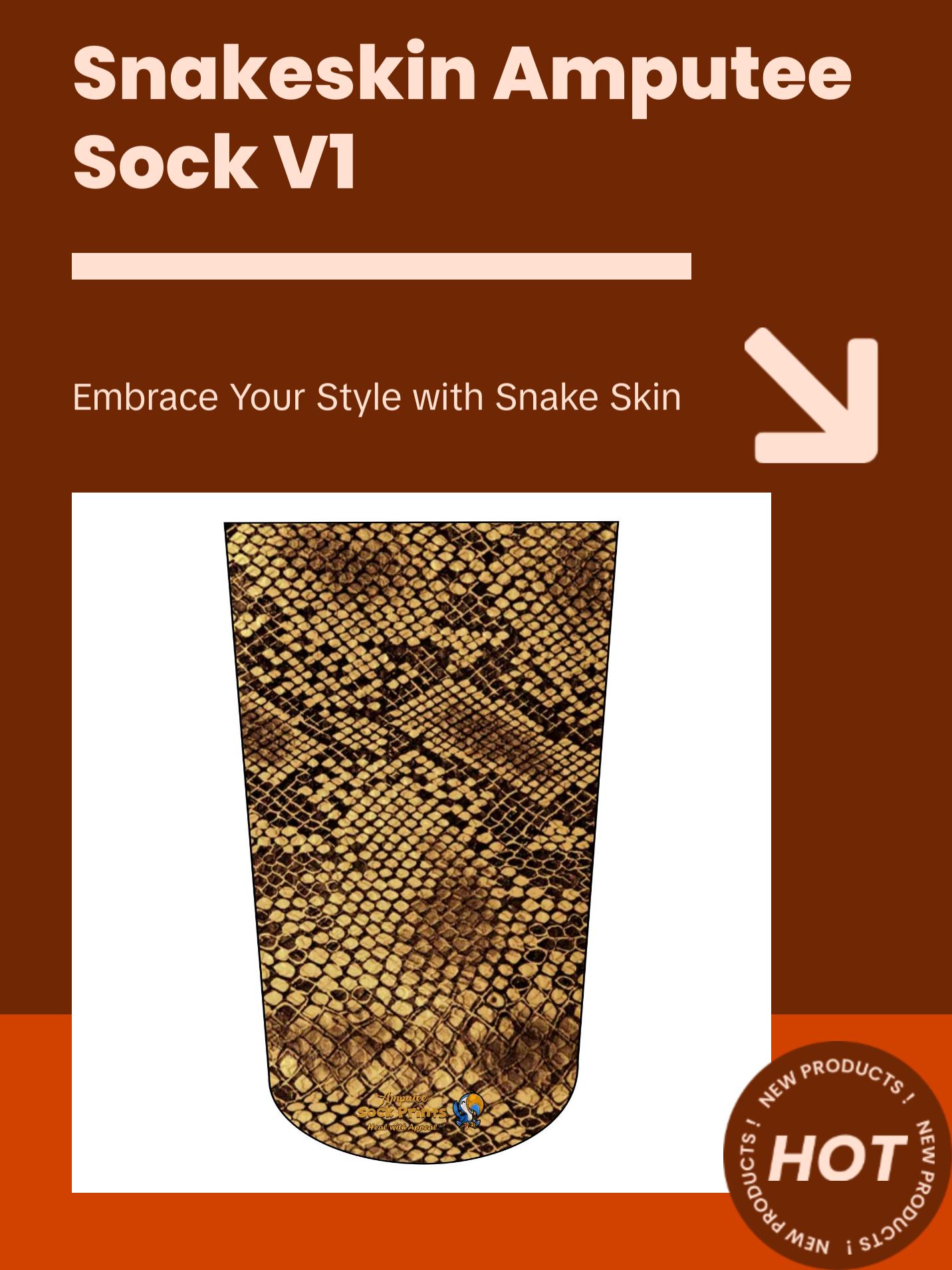 Amputee Sock "Snake skin V1",Stump Sock, Prosthetic Limb Sock