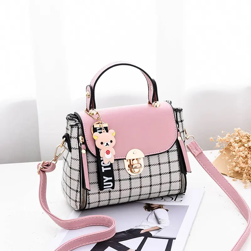 Grid Plaid Crossbody Purses - Trendy Square Vegan Leather Handbag with Adjustable Shoulder Strap, Lightweight Personal Item Bag for Travel, Womens Gifts & Accessories for Women, Adjustable Crossbody Shoulder