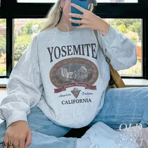 Retro Yosemite National Park Sweatshirt, Vintage 90s California Wildlife Graphic Crewneck, Nostalgia Hiking Shirts