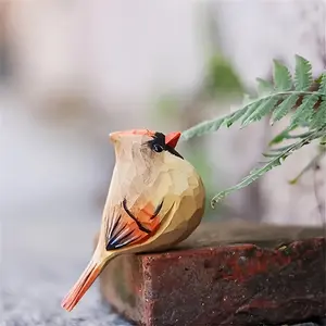 2 Red Cardinal Statues, Handmade Wooden Carved and Painted Bird Figurines, Various Bird Home Decorations, Best Gift for Bird Enthusiasts, Suitable for Birthdays, Christmas Gifts, Ideal for Family and Friends