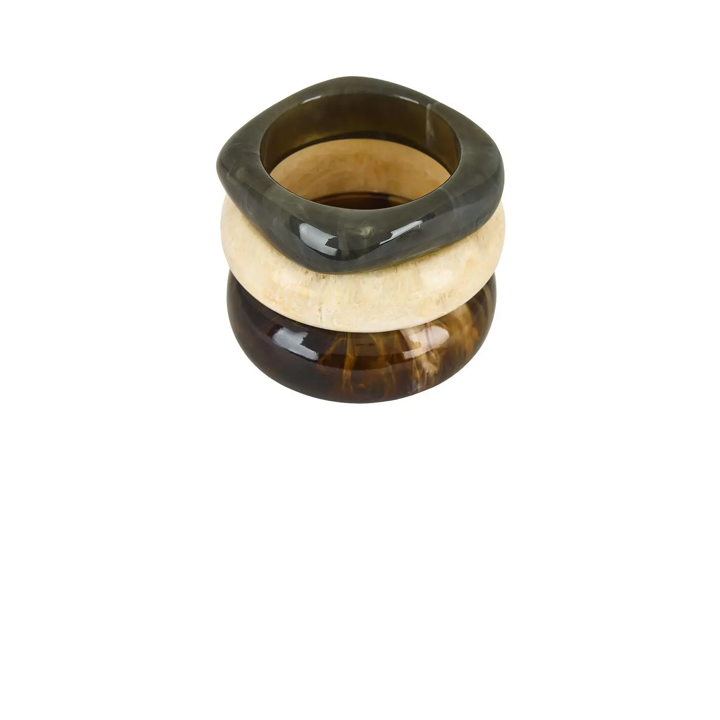 Jordan Road Mallorca Bangle Set in Swirled Cream, Green, & Brown