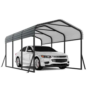 GARVEE Heavy Duty Metal Carport 10x15 FT with Galvanized Roof, All-Metal Weatherproof Car Garage Shelter, All-Weather Permanent Shelter for Cars, Boats, Trucks, and Tractors