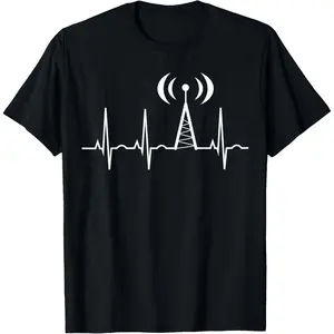 100%cotton HAM Radio Gifts for Dad Ham Radio Operator Heartbeat T-Shirt