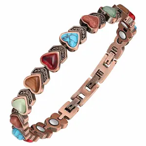 Women’s Copper Bracelet, Designed for Arthritis and Joint Pain Relief, Pure Copper Magnetic Bracelet with Natural Unique Gemstones, Gift for Women
