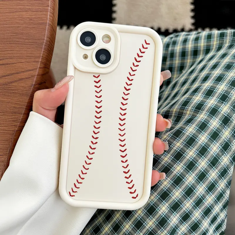 Creative Baseball Pattern Soft Silicone Phone Case - Full Protection, Shockproof for iPhone 17 16 15 Pro Max 14 13 12 11 X Plus Air 17E Pink - Smartphone Handheld Cellphone Devices Accessory