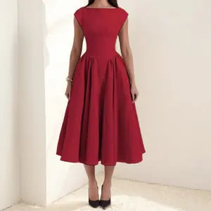 French Style Elegant Solid Color Backless Slim Dress