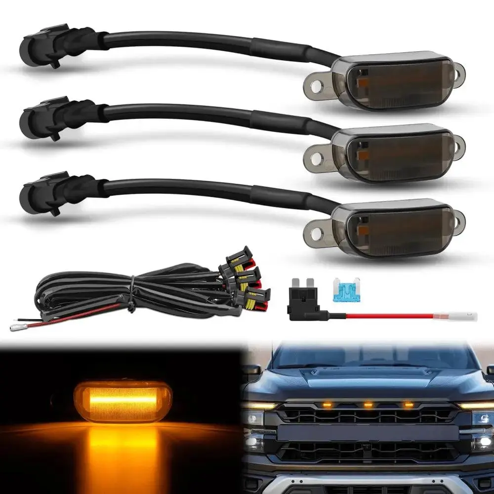 Nilight 2004-2019 Ford F150 Raptor 2013-2018 Dodge Ram 1500 4LED Amber Front Grille Marker Lights, Led Lights For Car, Truck Lights