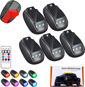 5PCS Solar Cab Lights for Truck ,2026 New Solar Car LED Roof RGB Strobe Light , No Drill Solar Powered Cab Light , with Remote Control , Multi Color LED with Wireless Control, Waterproof, for Off-Road Trucks, SUVs RVs or Cars Rechargeable