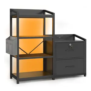 35.4 Inches LED File Cabinet Black