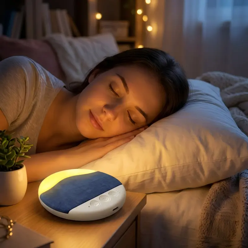 ZIZI SAUCE Ultra-Thin Bluetooth Pillow Speaker with Small Night Light white noise Bluetooth 6.0  Compatible with Android & iOS，Soft Immersive Sound Field, Air Conduction Audio Design, Pillow Speaker for Bedtime Music& Audiobooks, Sleep Sound,Portable tikt